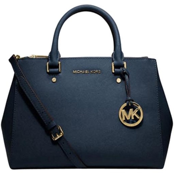 Michael Kors Handbags - Michael Kors Navy Medium Saffiano Leather Satchel